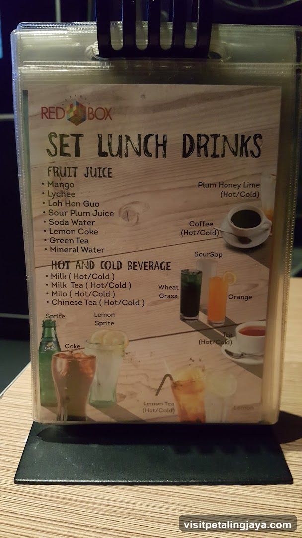 Red Box Set Lunch Drinks Menu