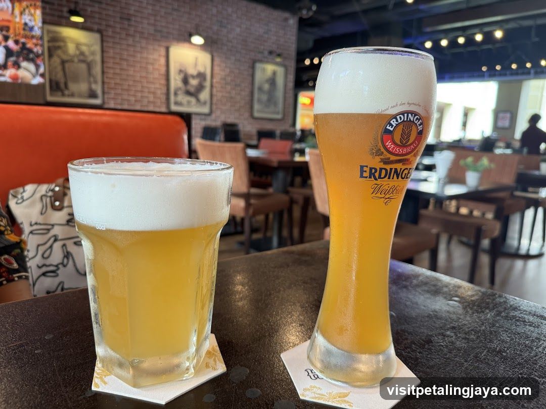 Beer glasses in a bar interior