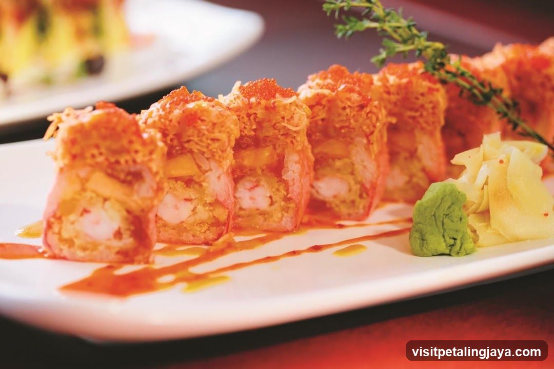 Sushi Roll with Caviar and Garnish