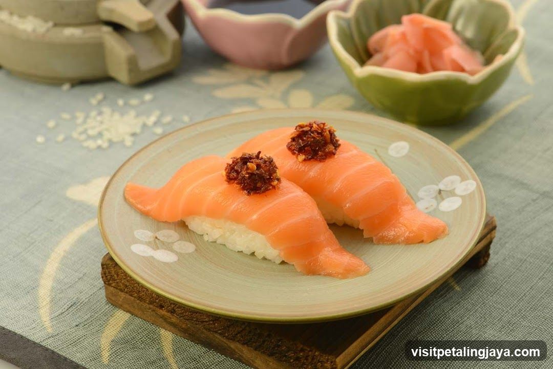 Salmon Sashimi with Ginger and Wasabi