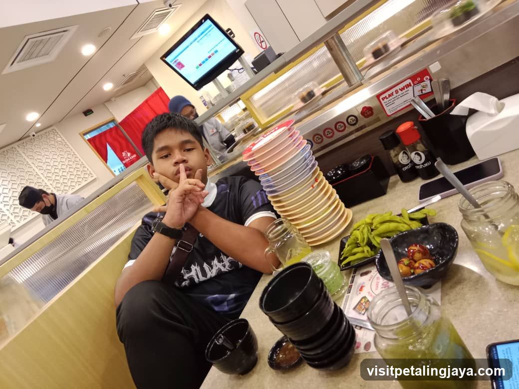 Dining at a sushi restaurant