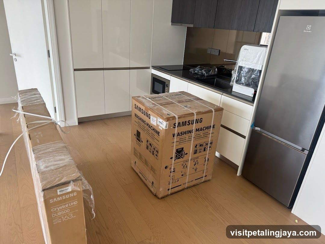 Unpacked Appliances in Modern Kitchen