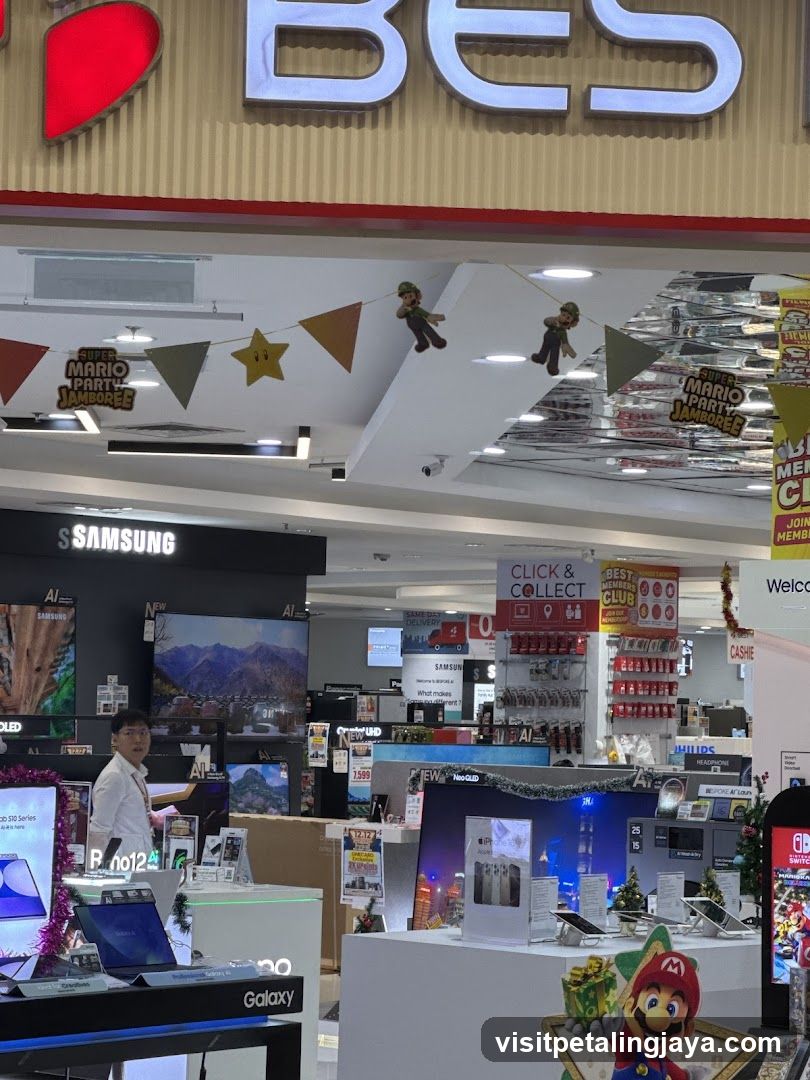 Electronics Store Interior with Mario Party Decorations