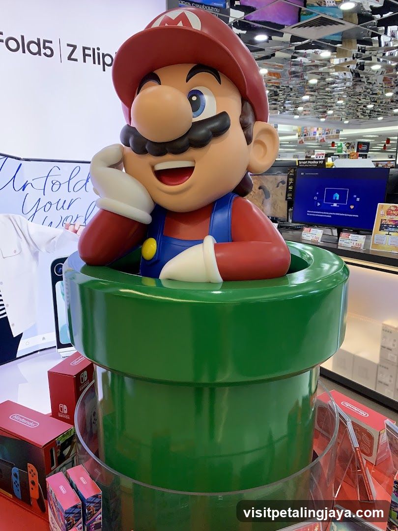 Mario Statue in Electronics Store