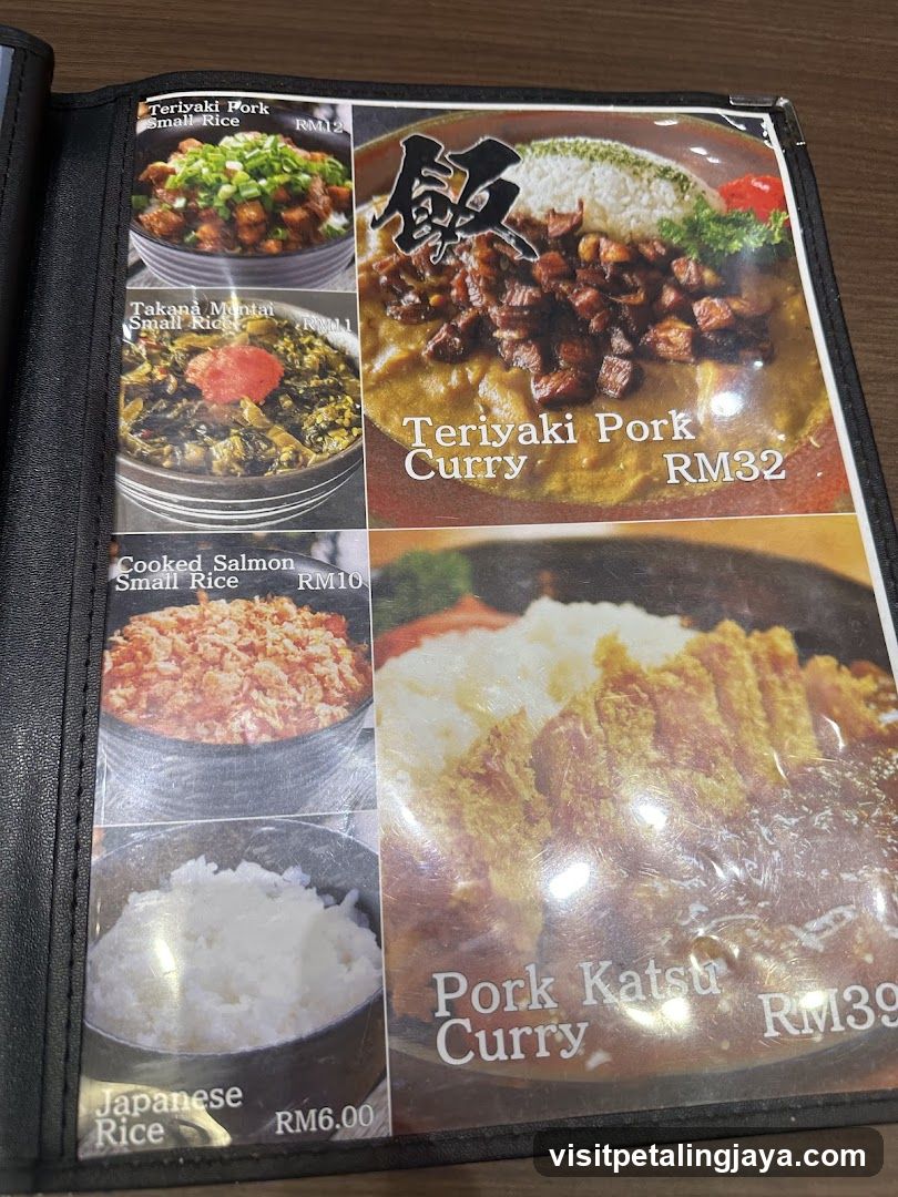 Japanese Curry and Rice Menu