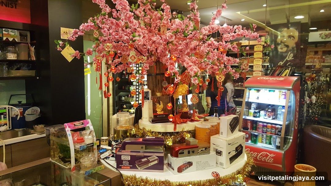 Decorated Shop Interior with Cherry Blossom Display