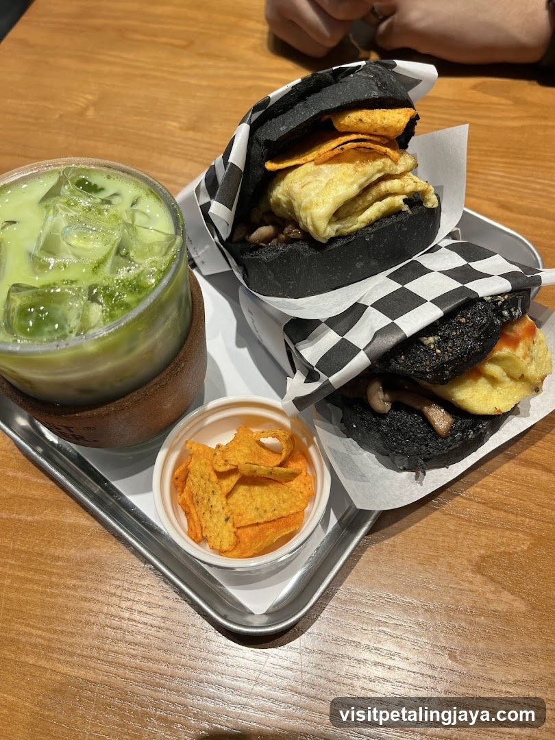Black Buns and Matcha Drink