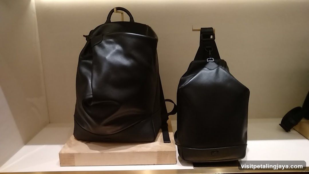 Black Leather Backpacks Display