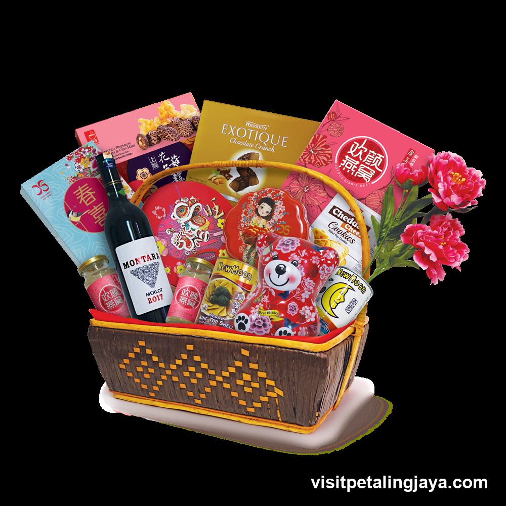 Gift Basket with Food and Flowers