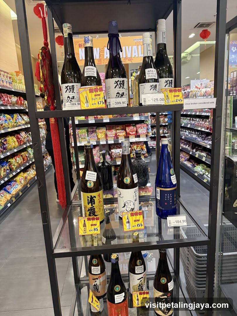 Sake Display in Grocery Store
