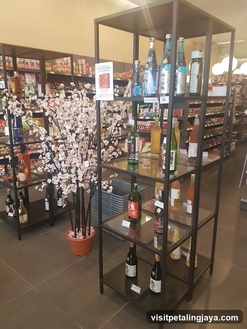 Bottled Drinks Display with Cherry Blossom Decor