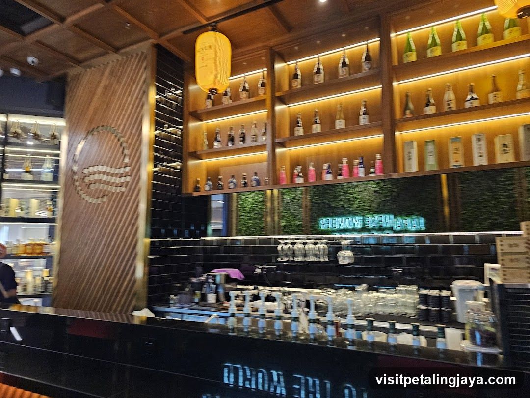 Bar Interior with Shelves and Bottles