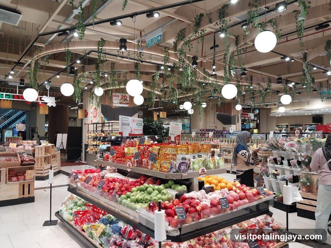 Grocery Store Interior with Fresh Produce Display