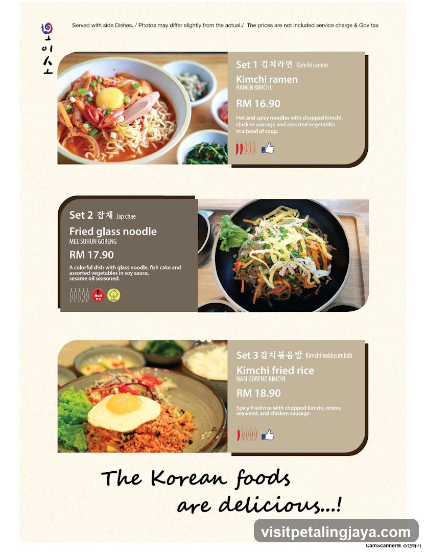 Korean Food Menu