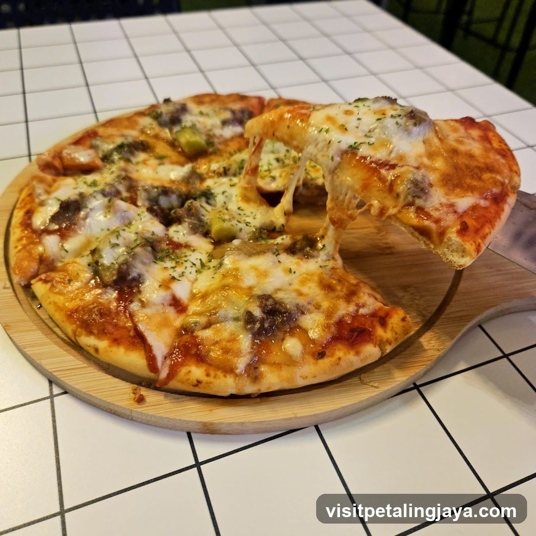 Cheese Pizza with Meat and Olives