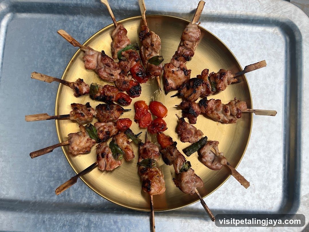 Grilled Skewers on a Gold Plate