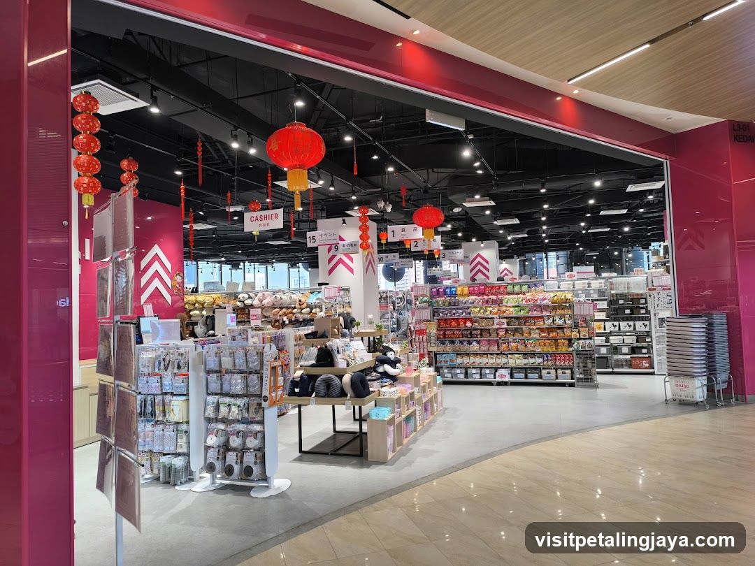 Interior of a retail store with festive decorations