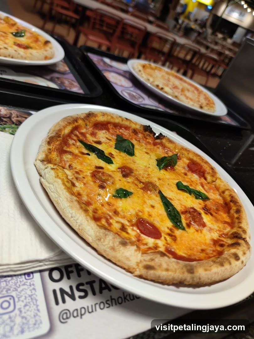 Pizza on a table in a restaurant