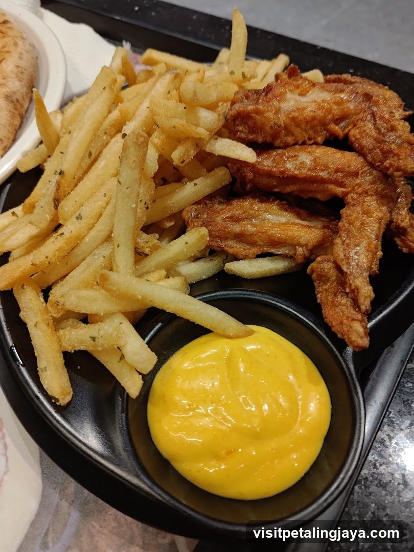 Fried Chicken and Fries with Mustard Sauce