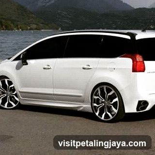 White Minivan by Lake