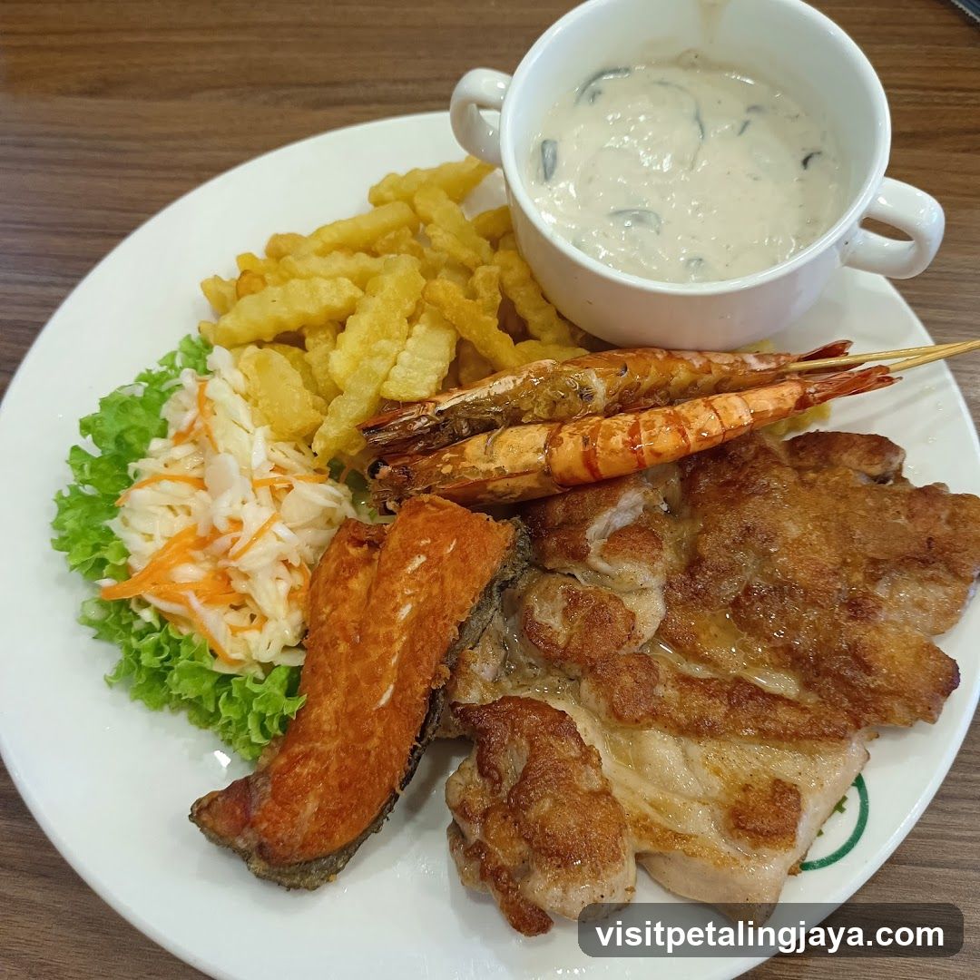 Fried Chicken and Shrimp Platter with Fries and Soup