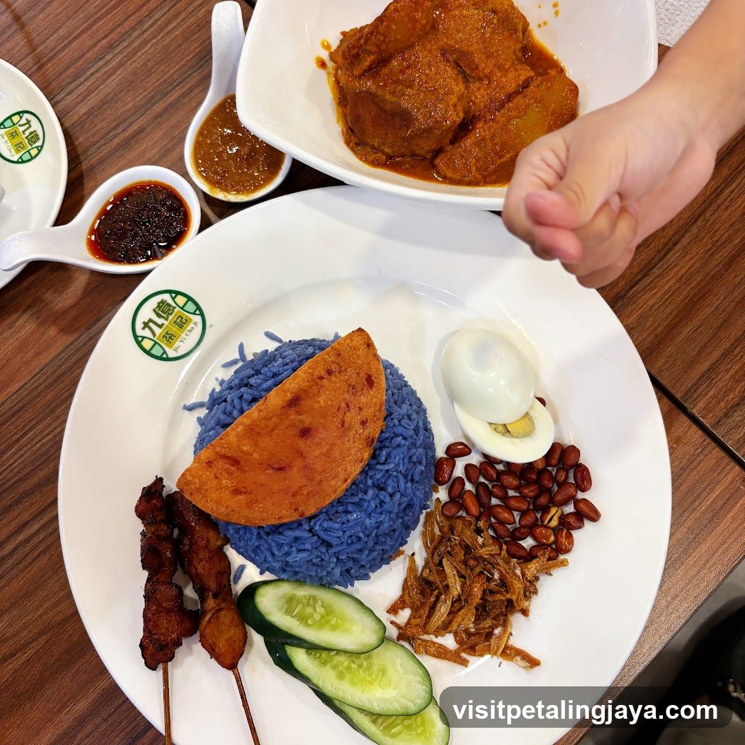 Nasi Lemak with Blue Rice