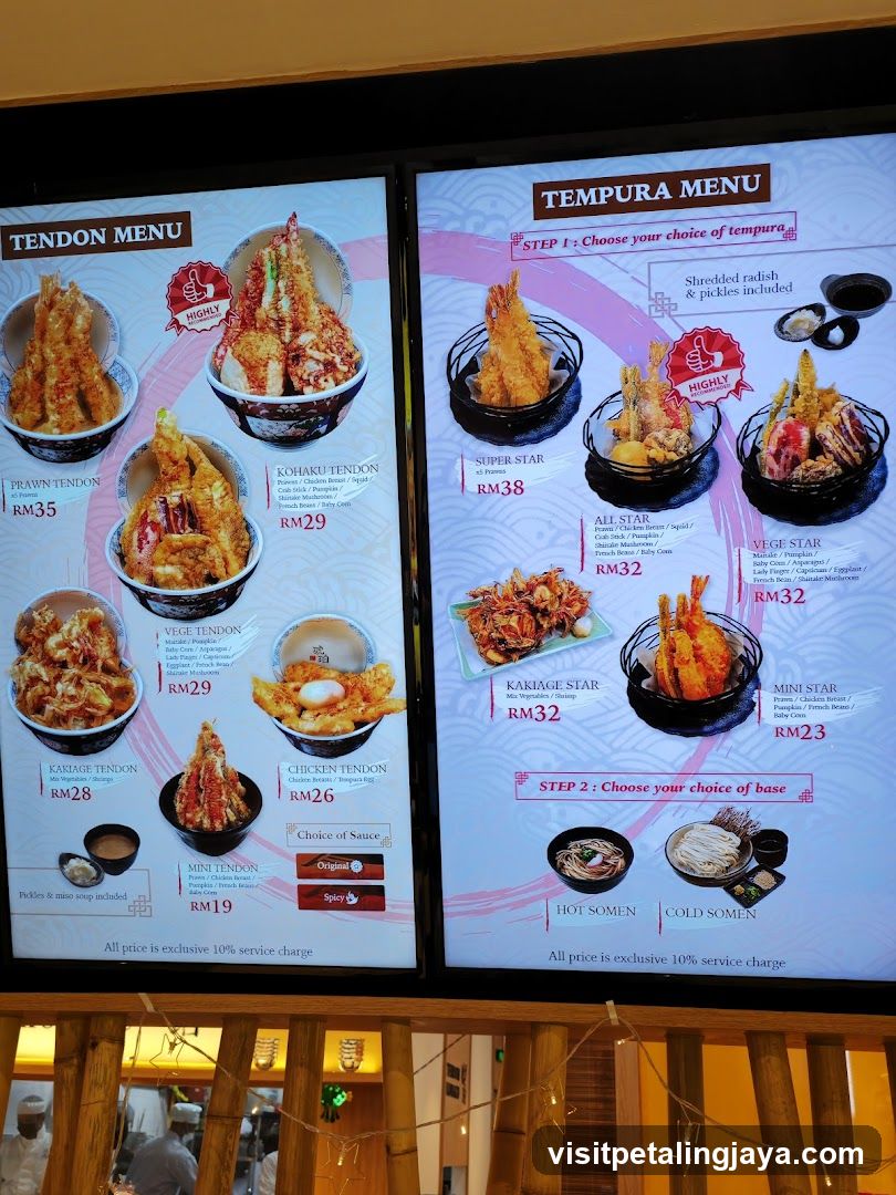 Tendon and Tempura Menu Board