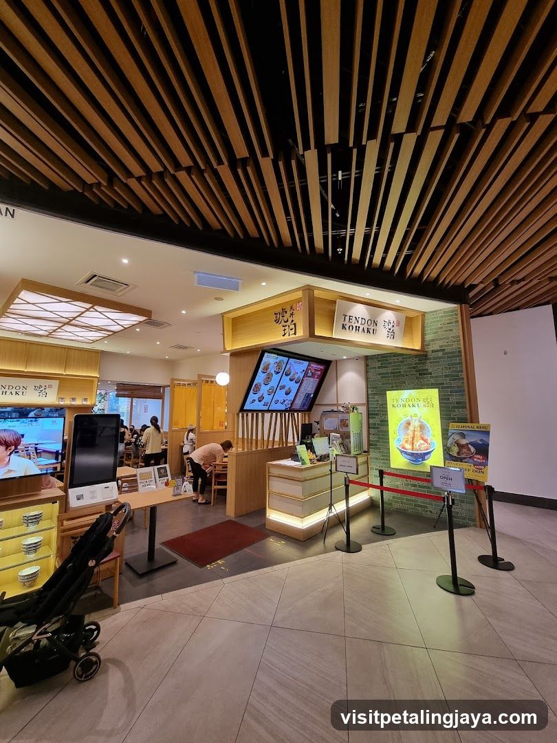 Restaurant Interior with Wooden Ceiling and Counter