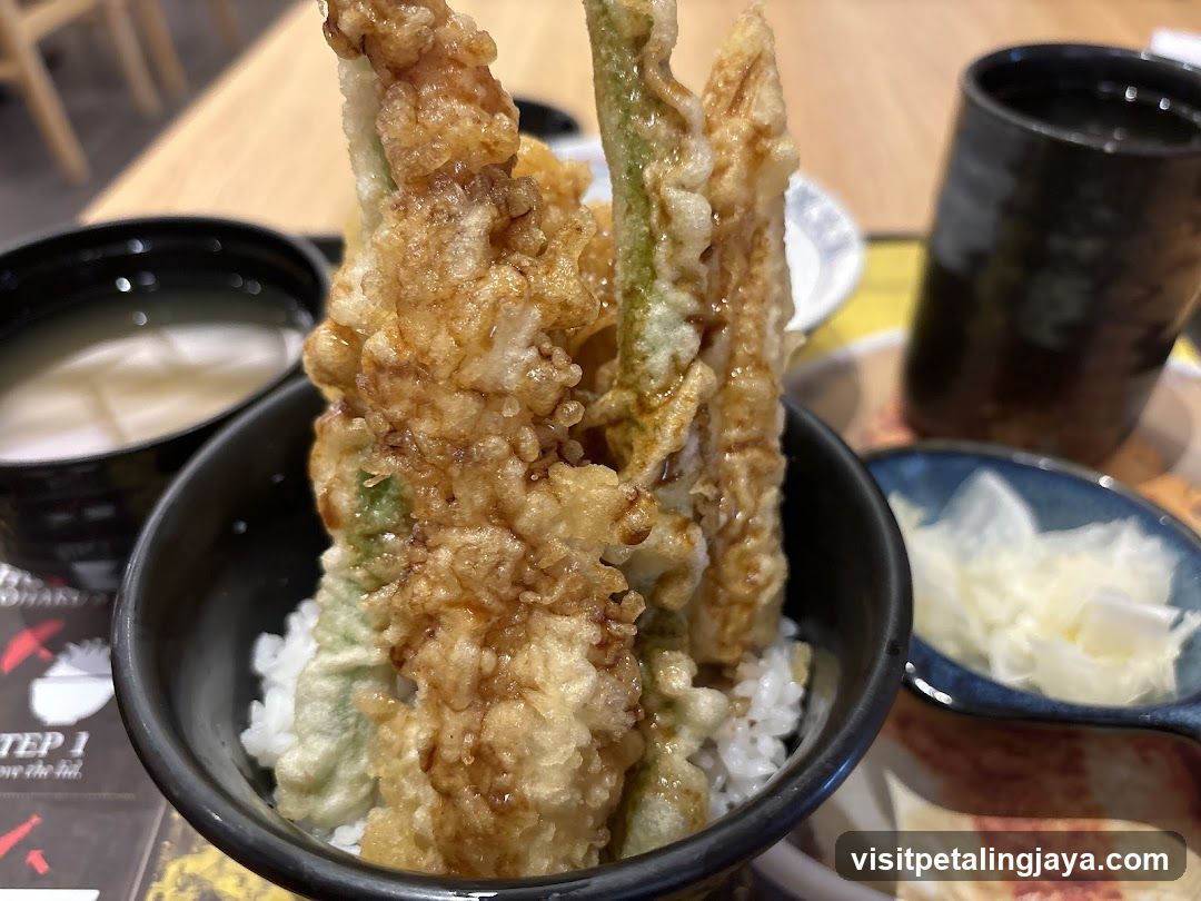 Tempura Bowl with Rice and Side Dishes