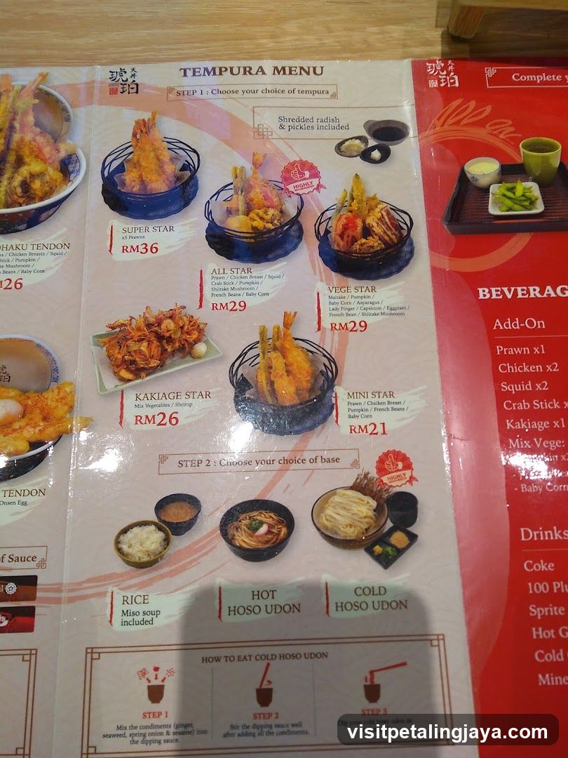 Tempura Menu