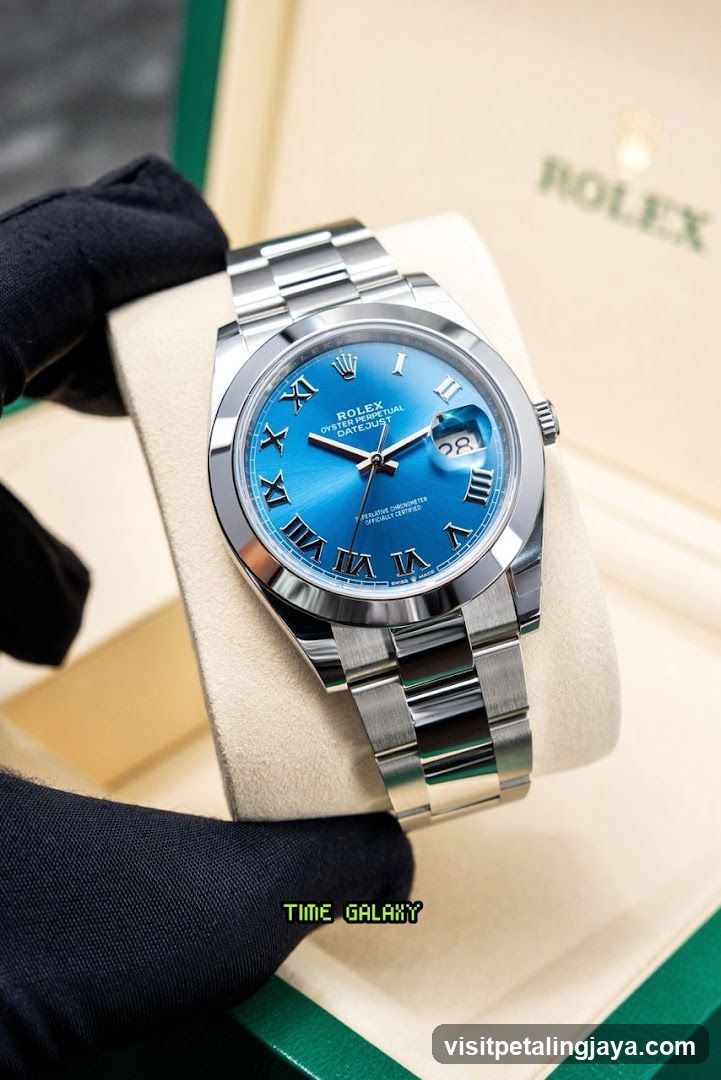 Rolex Datejust Blue Dial Watch Display