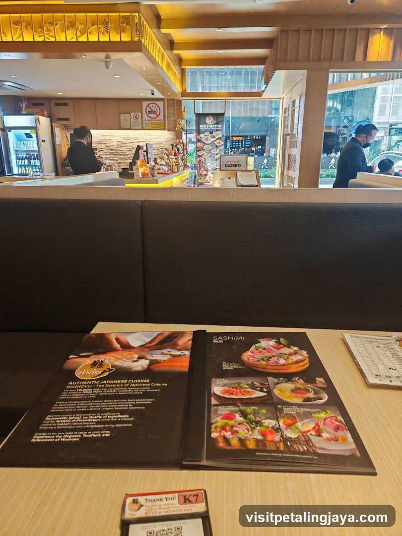 Restaurant Interior with Menu on Table