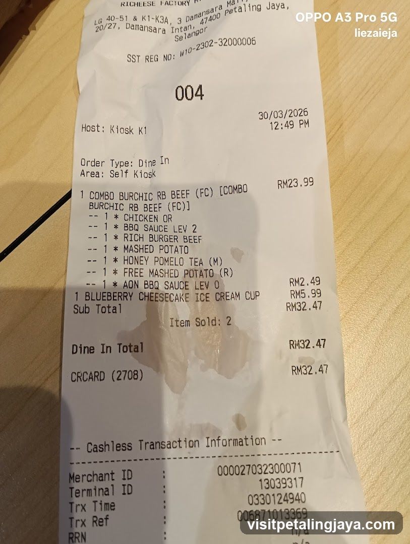 Receipt from Kiosk K1