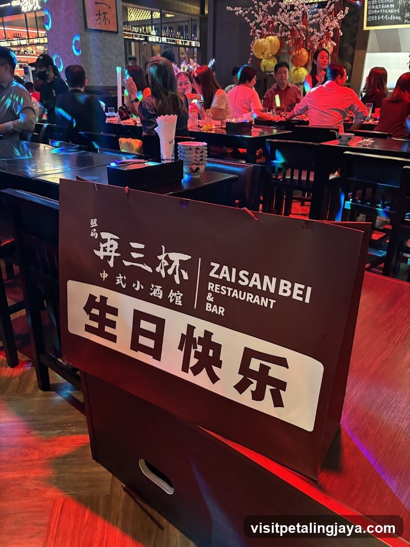 Zaisanbei Restaurant Interior with Birthday Sign
