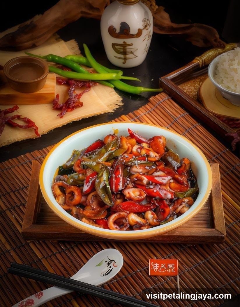 Stir-fried Squid with Peppers and Chili