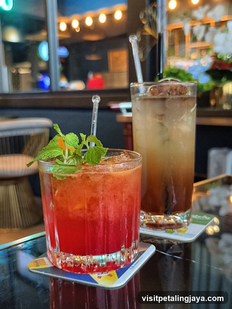 Drinks at a bar or restaurant