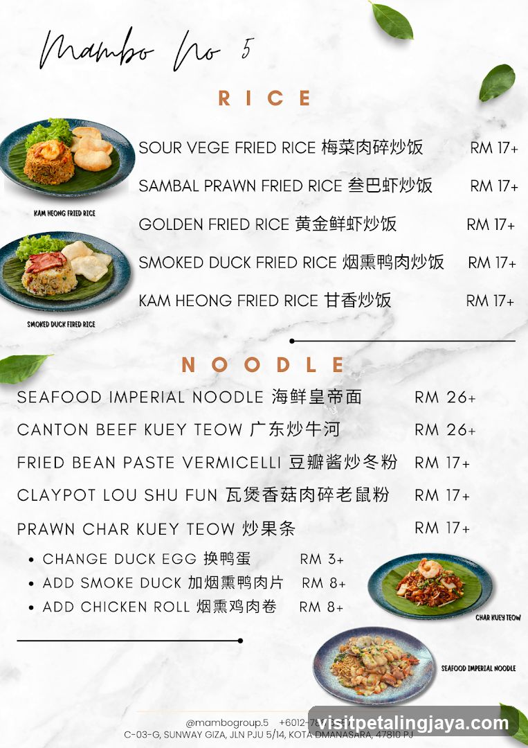 Mambo No 5 Menu