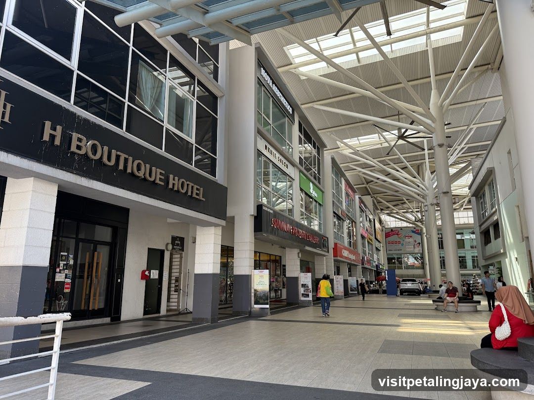 Shopping Mall Interior with Hotel Entrance
