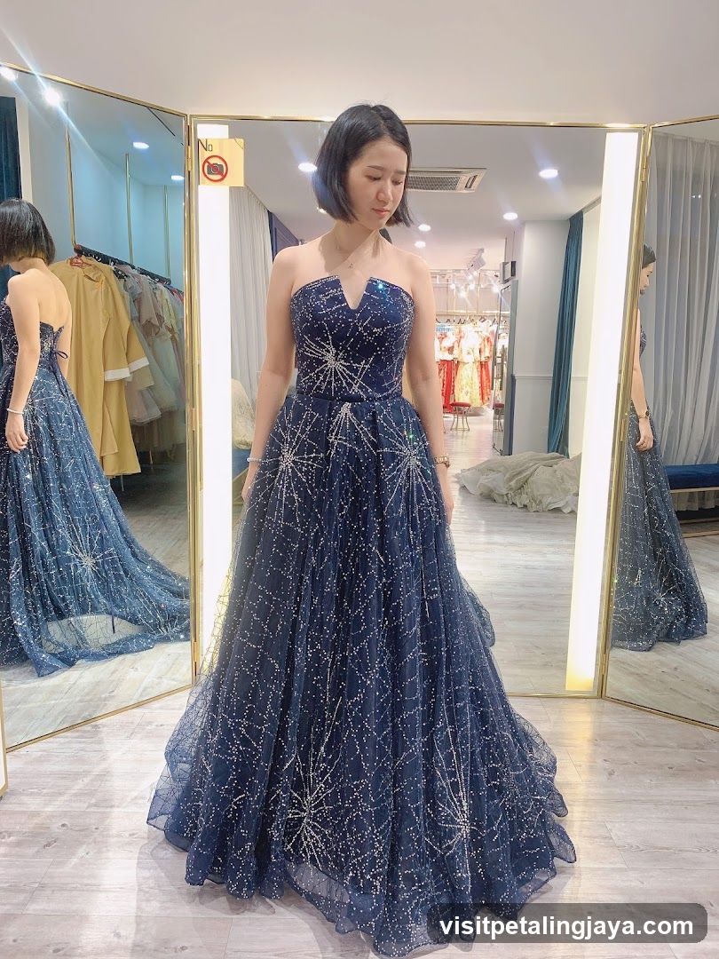 Woman in a Starry Night Gown