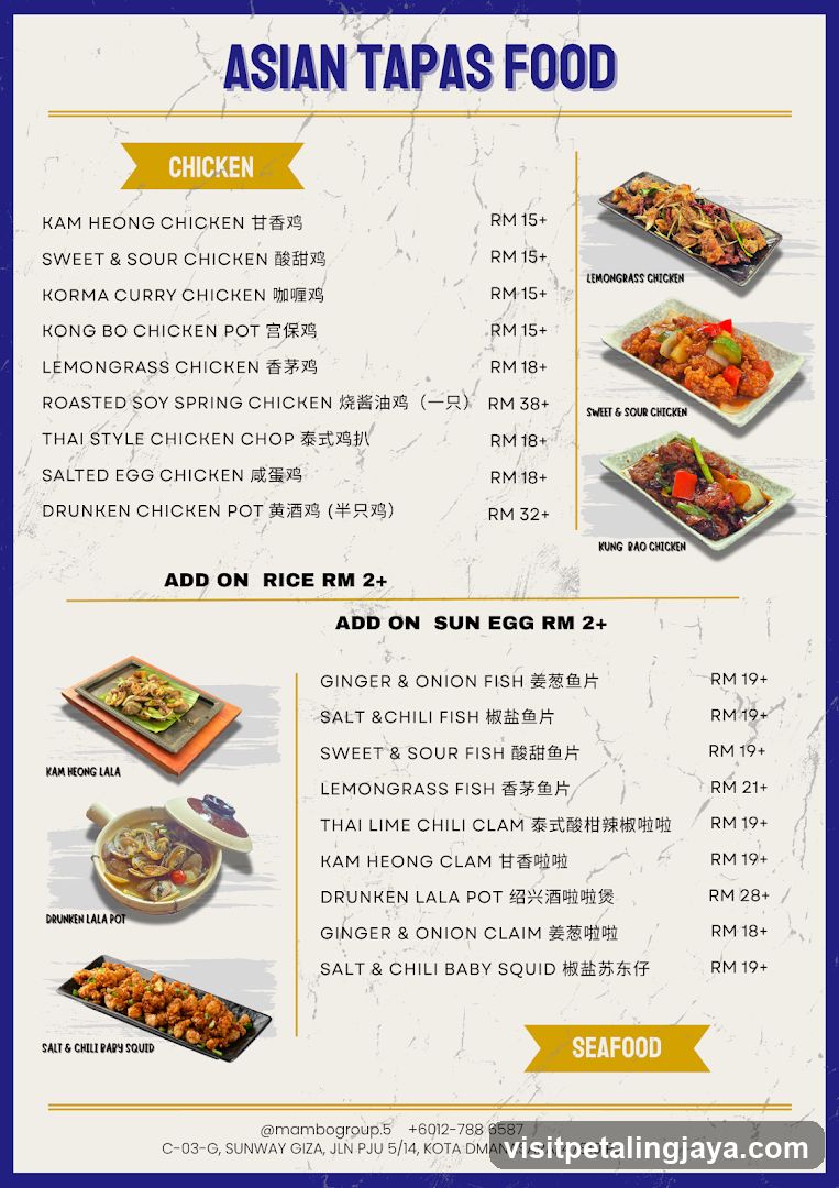 Asian Tapas Food Menu