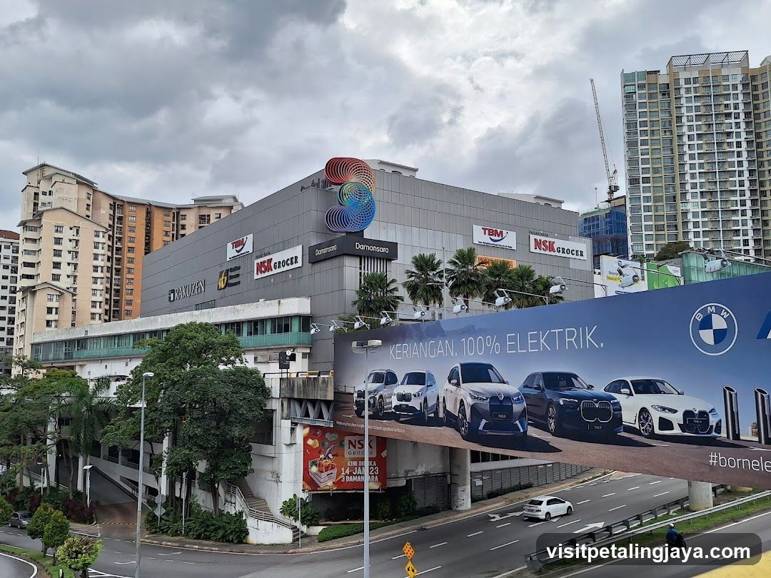 Shopping Mall Exterior with BMW Ad