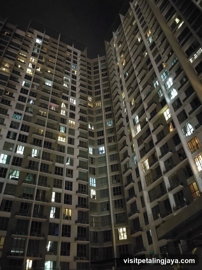 Night view of high-rise residential buildings