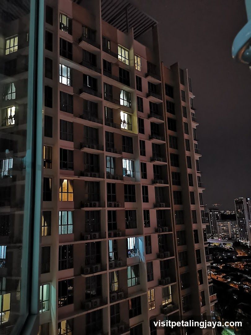Night View of High-Rise Building