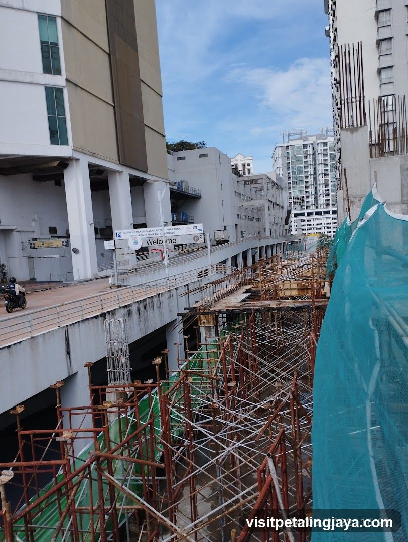 Construction Site with Elevated Walkway