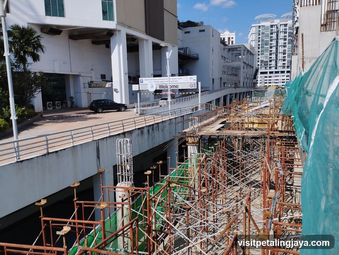 Construction Site with Elevated Walkway