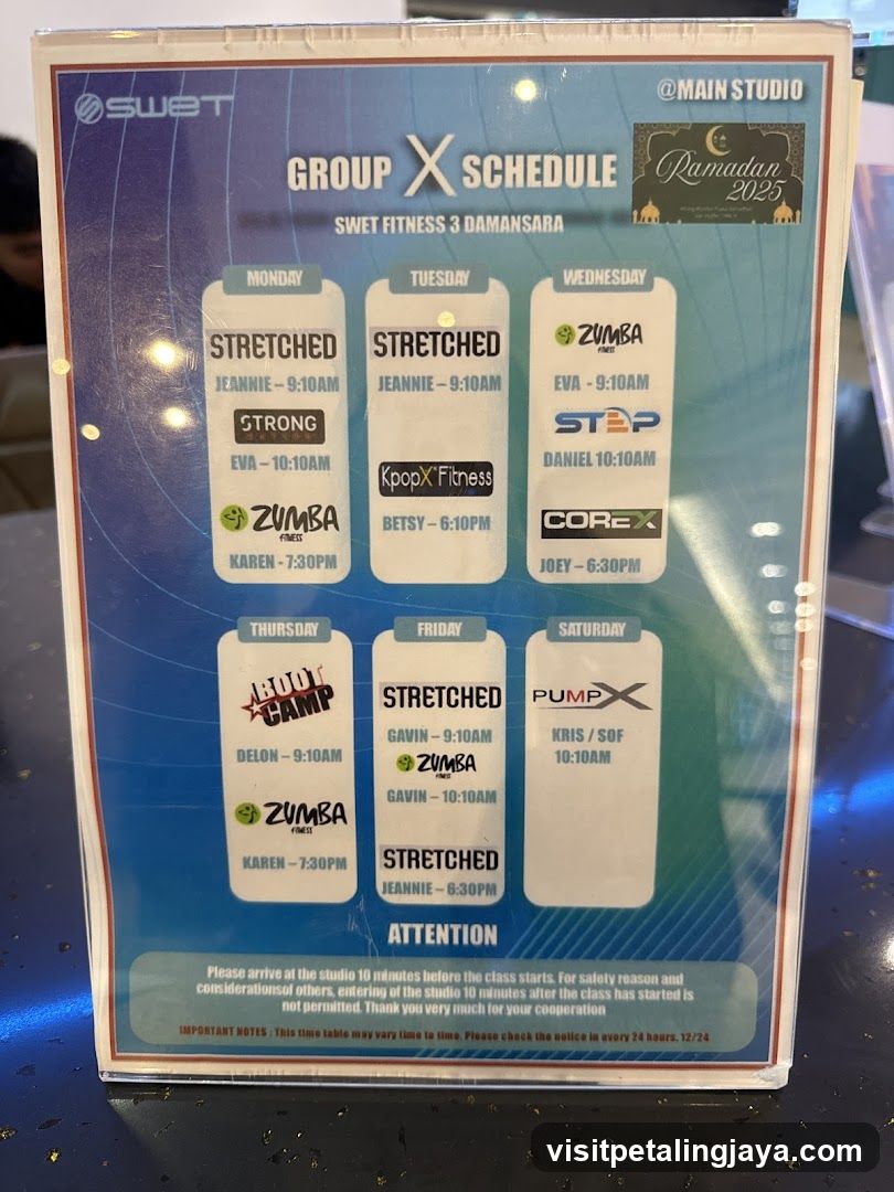 SWET Fitness Schedule Board