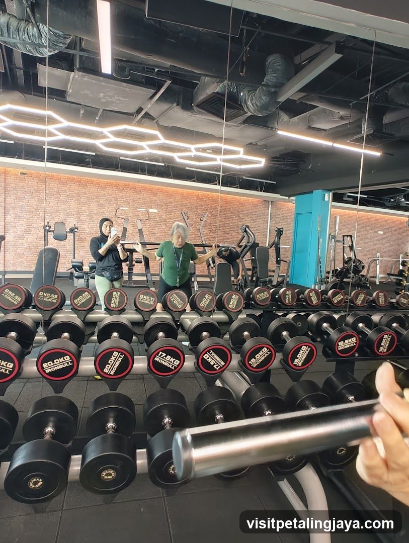 Gym Interior with Dumbbells and Mirrors