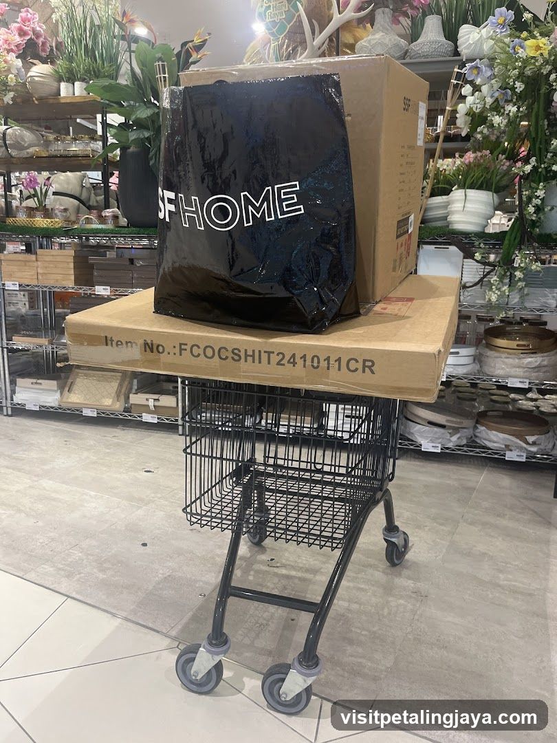 Shopping Cart with Packages in Store