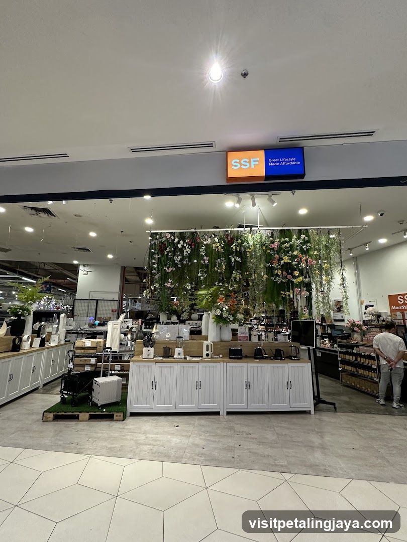 Interior of a retail store with floral display