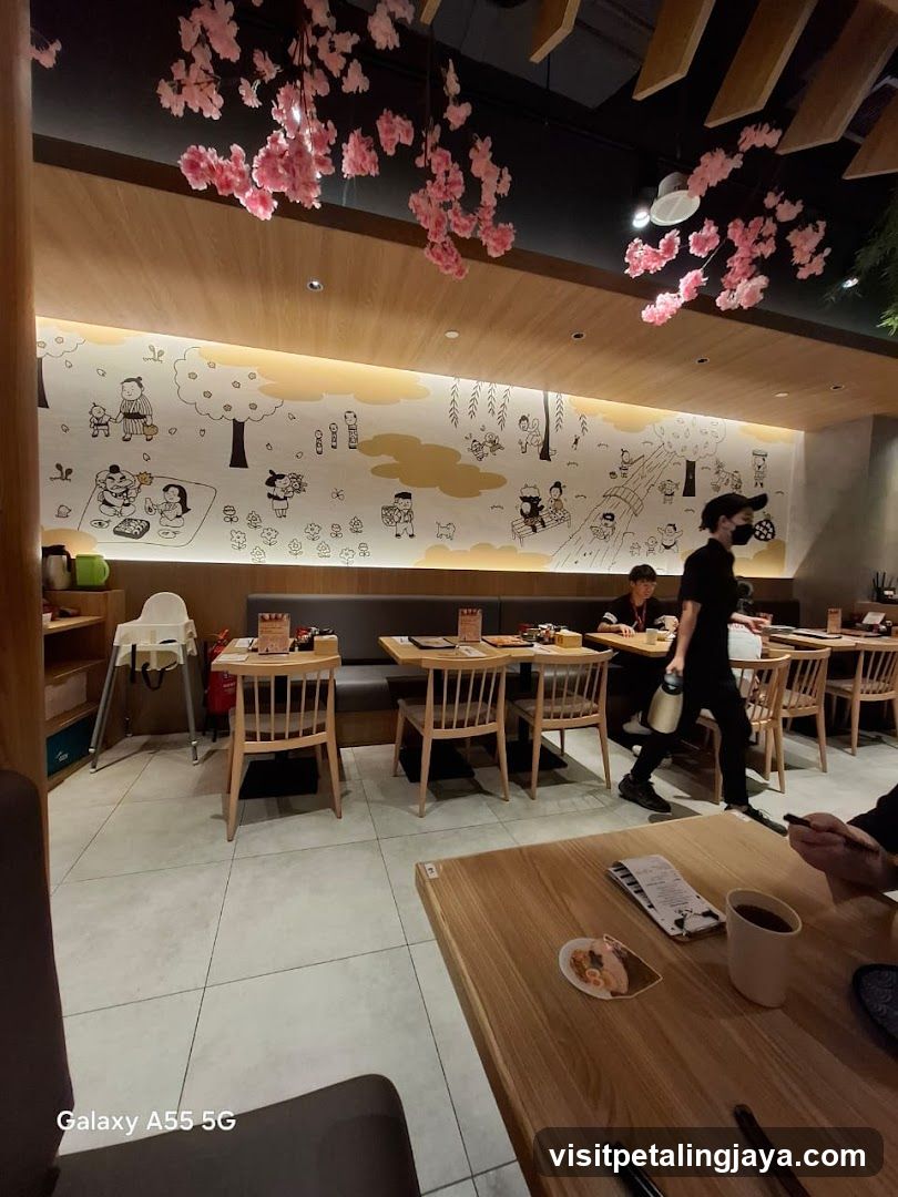 Restaurant Interior with Wall Art and Staff